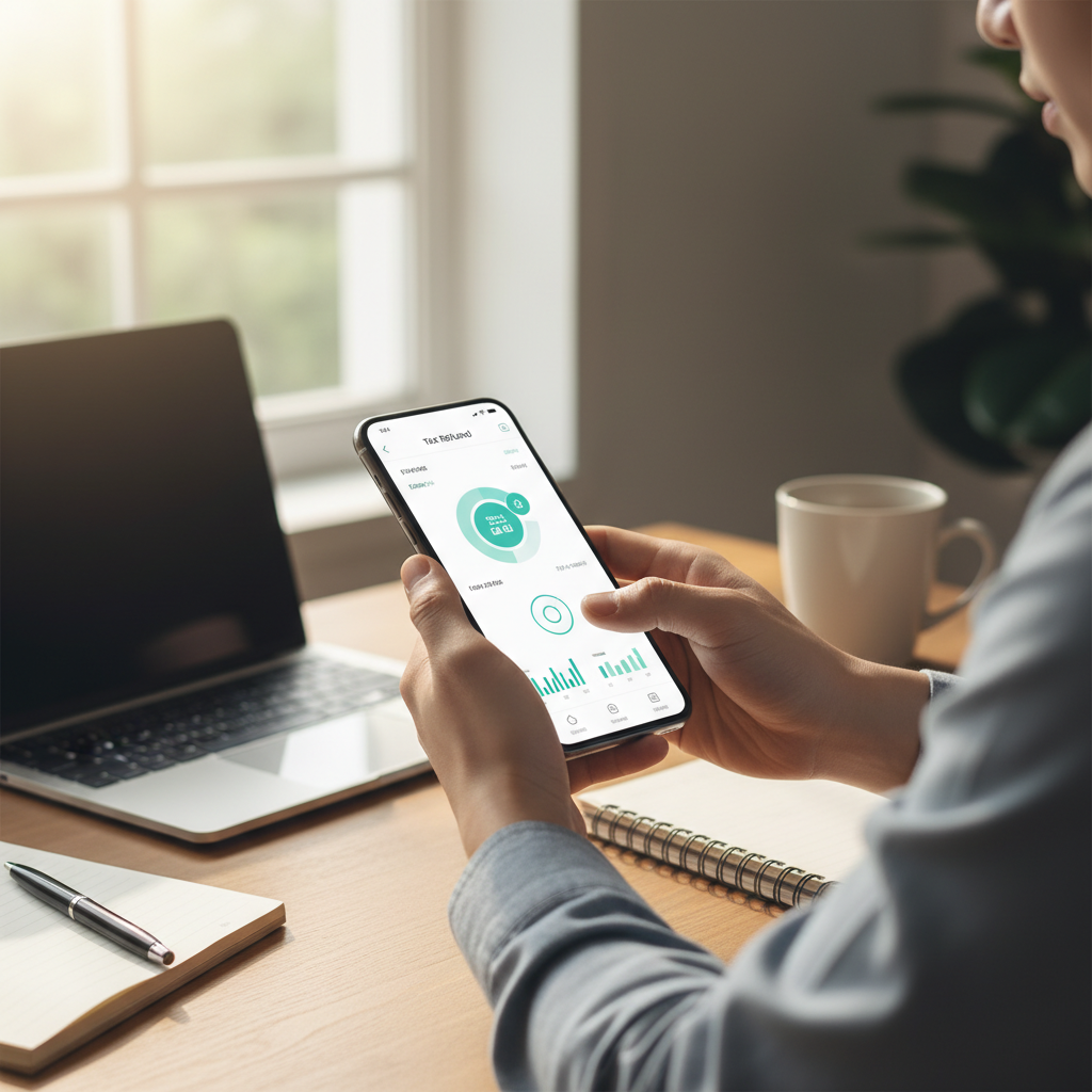 photorealistic professional photography, landscape 16:9, close-up of Korean person's hands holding a smartphone showing