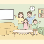 2차 고유가 지원금 혜택을 받는 한국 가족 일러스트