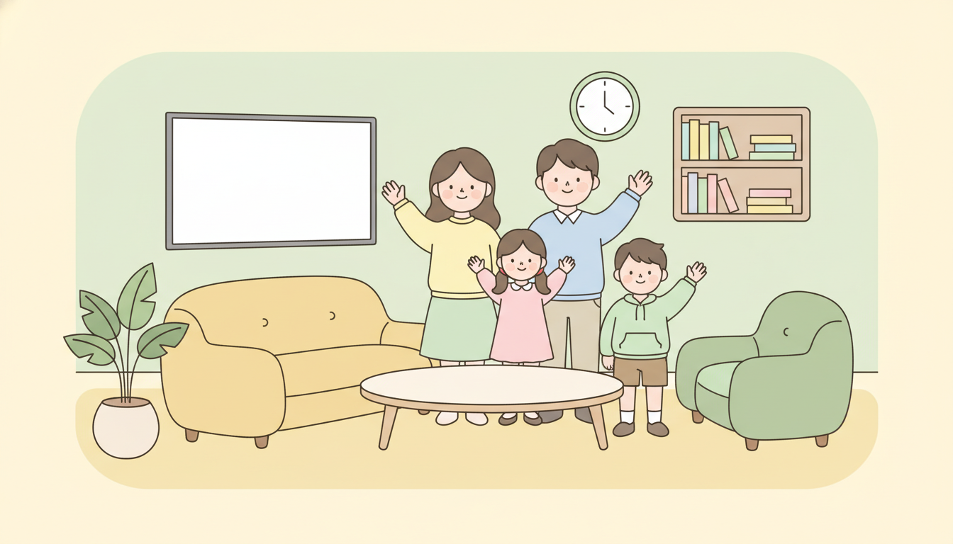 2차 고유가 지원금 혜택을 받는 한국 가족 일러스트