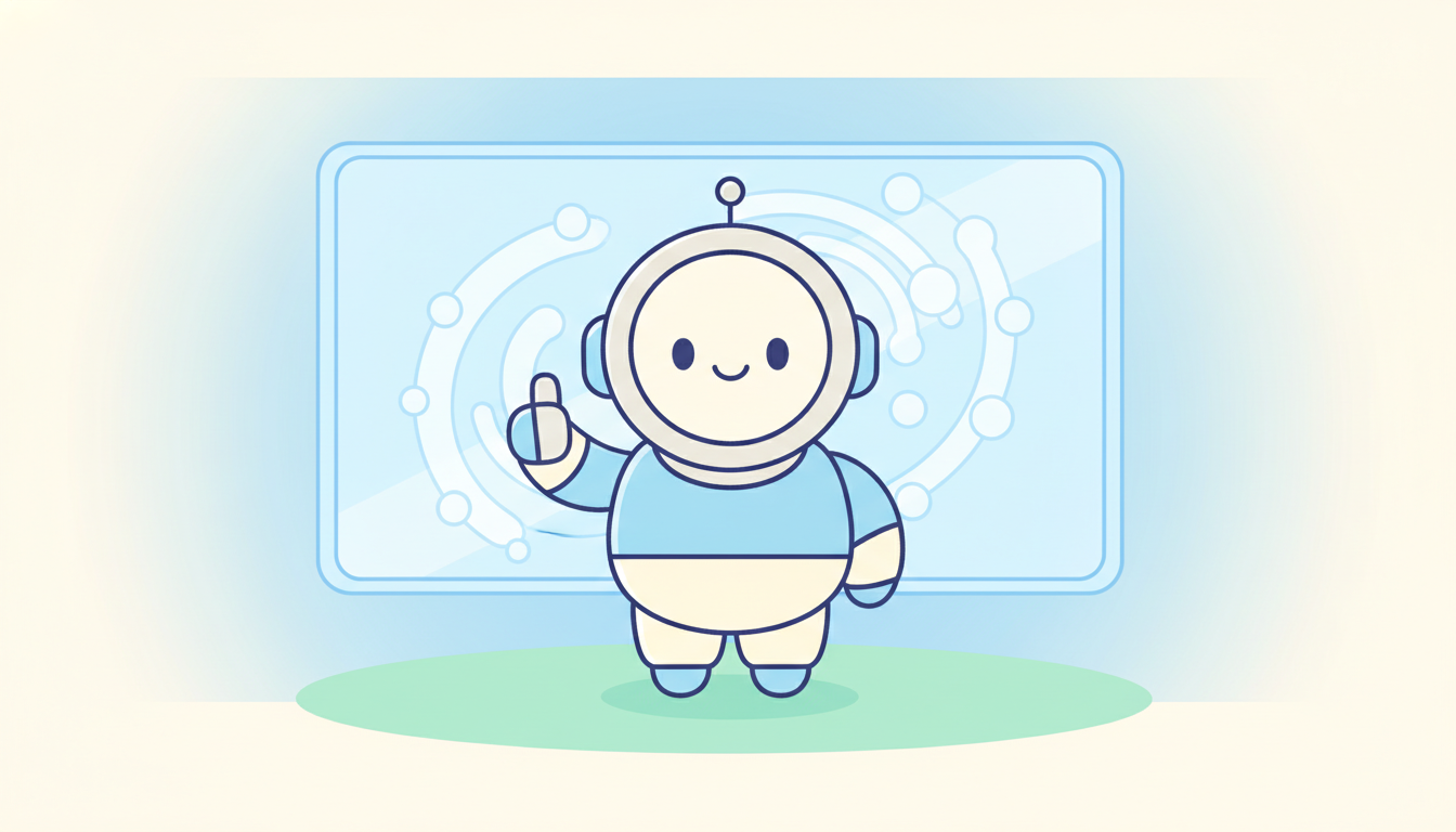 C3 AI 미래 전망을 상징하는 친근한 AI 로봇 캐릭터 일러스트