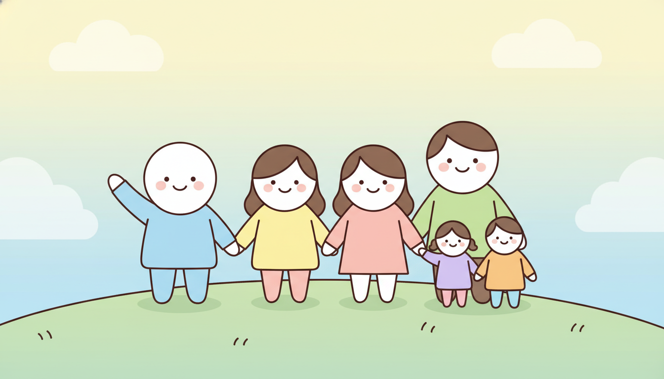 고유가지원금 2차 대상 가구 유형을 나타내는 친근한 캐릭터 일러스트