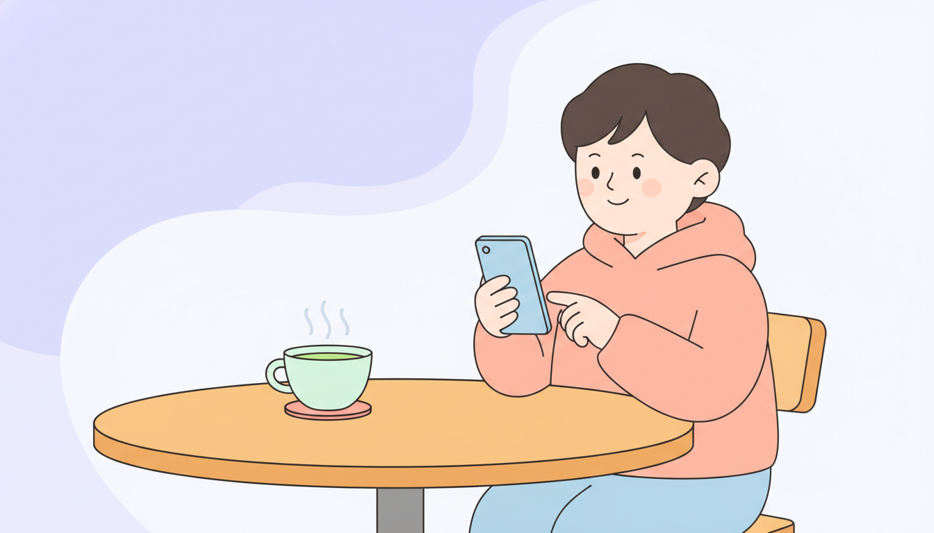고유가지원금 2차 온라인 신청을 스마트폰으로 하는 캐릭터 일러스트