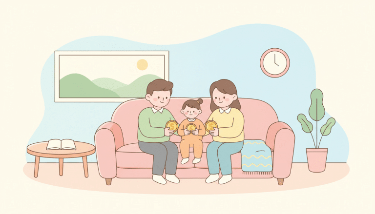 국민성장펀드 개요를 설명하는 한국 가족 일러스트