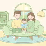 성남시 에너지 안심지원금 안내 일러스트 - 따뜻한 가족 장면