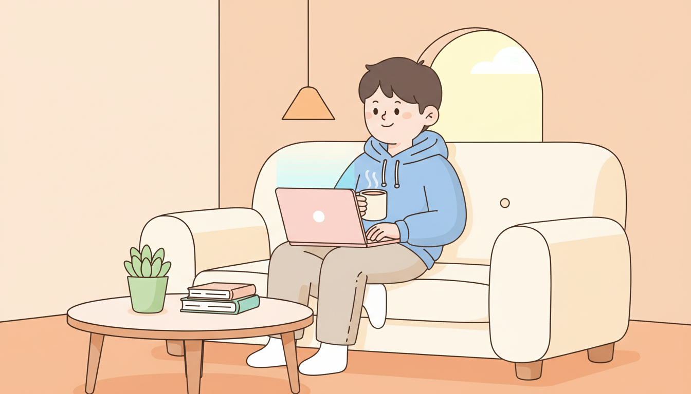 성남시 에너지 안심지원금 신청 완료 후 안도하는 일러스트